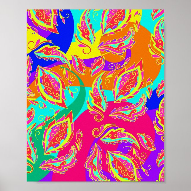 abstrakt,färg,mönster, indian,mandala,rosa. poster (Framsidan)