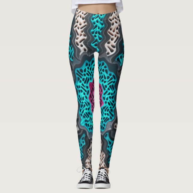 Abstrakt Färg Mönster Leggings (Framsida)