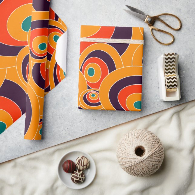 Abstrakt Färg Ovalers Wrapping Papper - Modern gåv Presentpapper (Hantverk)