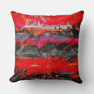 Abstrakt Färg Paint Push Rustic Burlap #13 Kudde