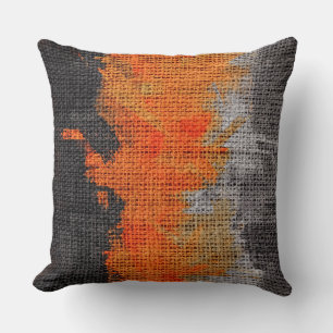 Abstrakt Färg Paint Push Rustic Burlap #18 Kudde