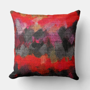 Abstrakt Färg Paint Push Rustik Burlap #2 Kudde