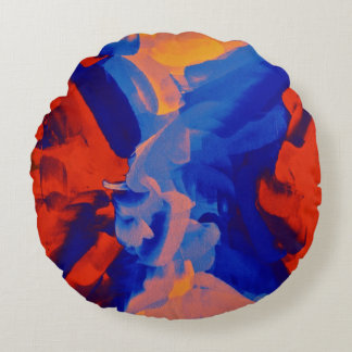 Abstrakt Färg Painting #112 Rund Kudde