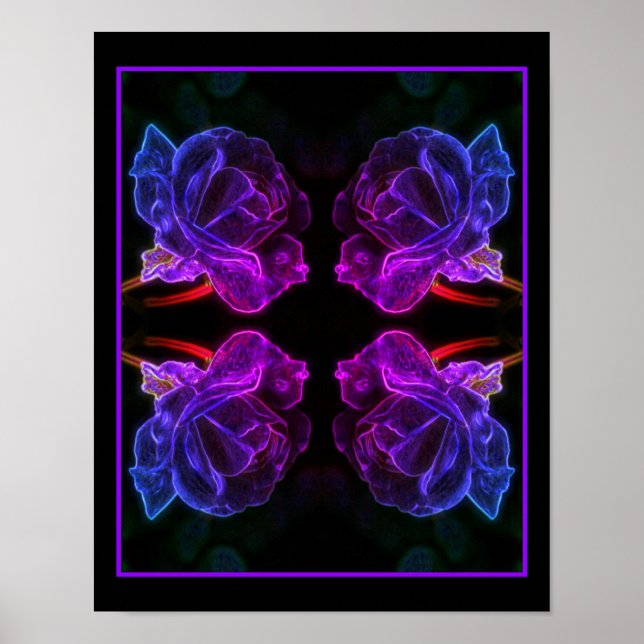 Abstrakt Färg Ro Fantasy Flower Poster (Framsidan)