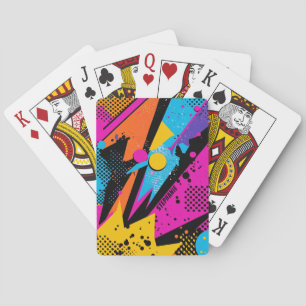 Abstrakt Färg Stänk i Retro Tecknad Stil (1) Casinokort