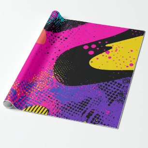 Abstrakt Färg Stänk i Retro Tecknad Stil (3) Presentpapper