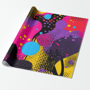 Abstrakt Färg Stänk i Retro Tecknad Stil (4) Presentpapper