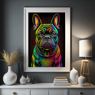 Abstrakt Färg Teckning i en Fransk Bulldog 2:3 Poster