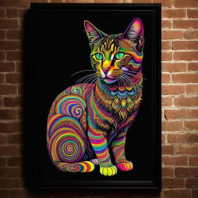 Abstrakt Färg Teckning i en katt 2:3 Poster (Skapare uppladdad)