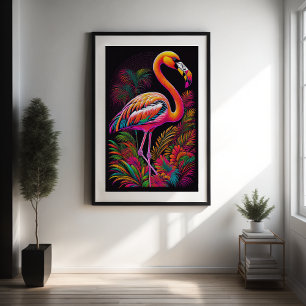 Abstrakt Färg Teckning i Flamingo 2:3 II Poster