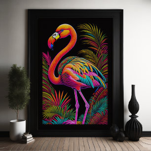 Abstrakt Färg Teckning i Flamingo 2:3 Poster