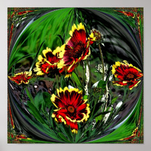 Abstrakt Färga Daisy blomma Poster