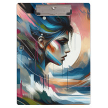 Abstrakt - färgad kvinnas ansikte-vägg poster