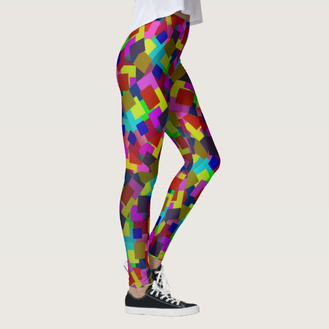 Abstrakt färgad spridd pappersmönster, leggings (Höger)
