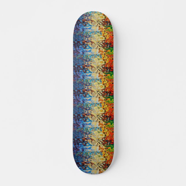Abstrakt färgad texturerad mönster mini skateboard bräda 18,5 cm (Framsida)