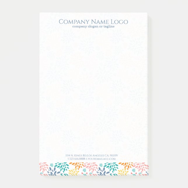 Abstrakt, färgade blommor mönster post-it block (Framsida)