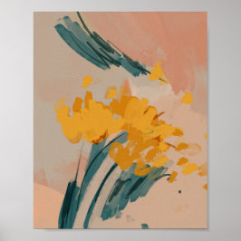 Abstrakt, färgade blommor poster