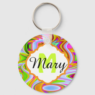 Abstrakt färgar monogramen Keychain Nyckelring