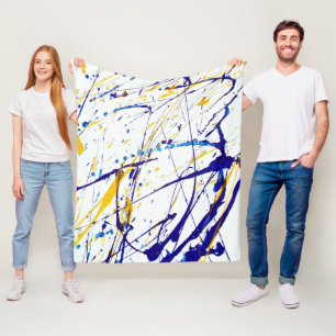 Abstrakt, färgblått och guld stänk fleecefilt