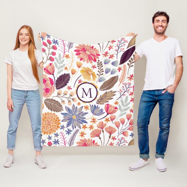 Abstrakt Färgblommor Fleecefilt (På plats)