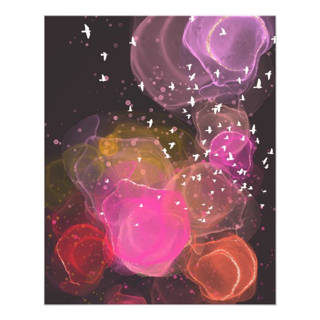 Abstrakt Färgfåglar mönster Fototryck (Framsidan)