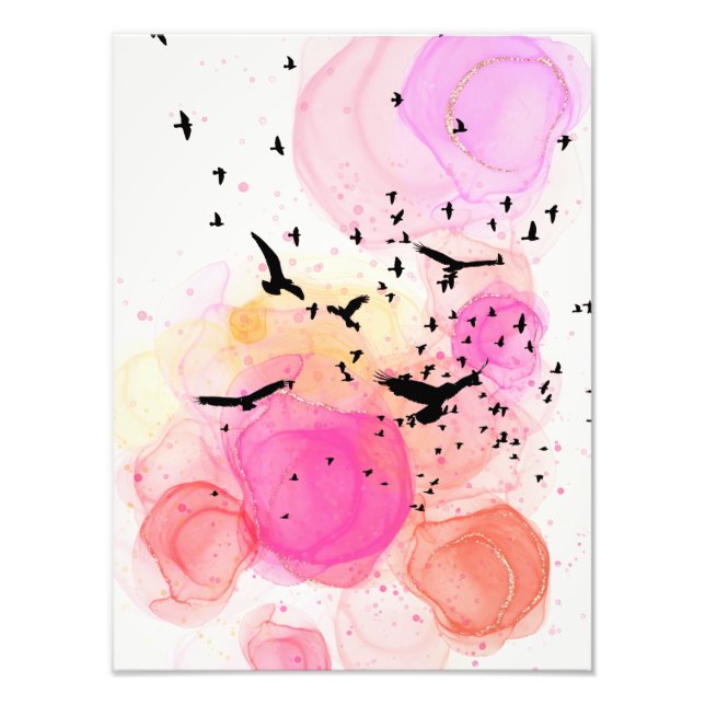 Abstrakt Färgfåglar mönster Fototryck (Framsidan)