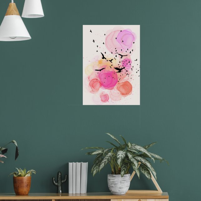 Abstrakt Färgfåglar mönster Poster (Vardagsrum 1)