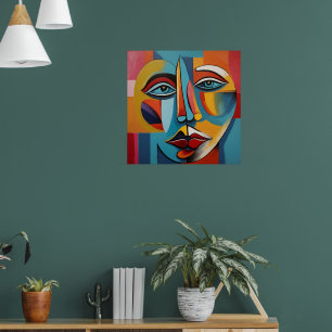 Abstrakt Färgfärg på Ansikte Poster