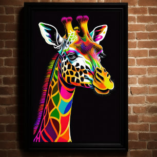 Abstrakt Färgfärg på ett Giraffe 2:3-Poster Poster