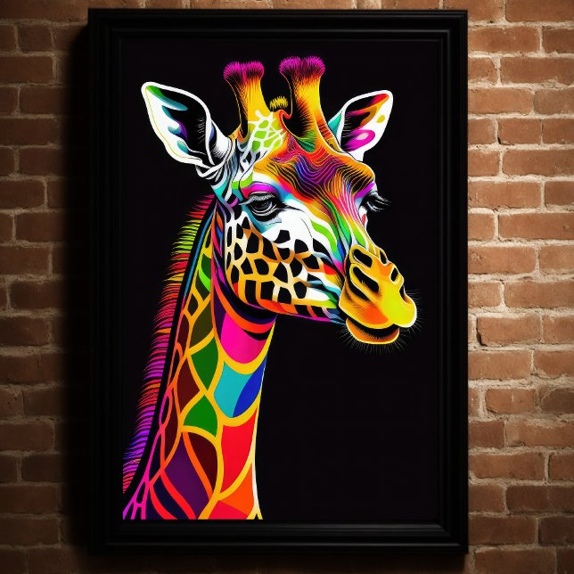 Abstrakt Färgfärg på ett Giraffe 2:3-Poster Poster (Skapare uppladdad)