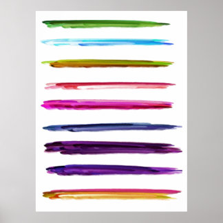 Abstrakt Färgfärgade penseldrag för färgfärg Poster