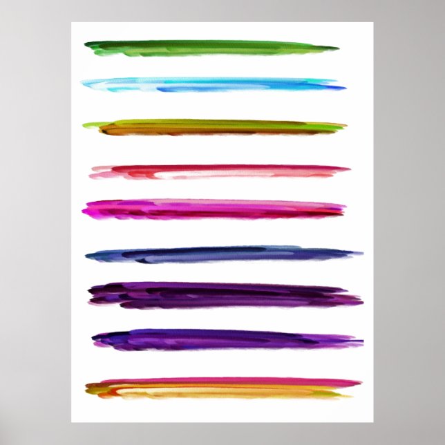 Abstrakt Färgfärgade penseldrag för färgfärg Poster (Framsidan)