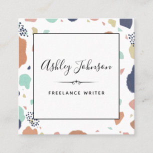 Abstrakt Färgfläckar Färgfläckar Freelancer Writer Fyrkantigt Visitkort