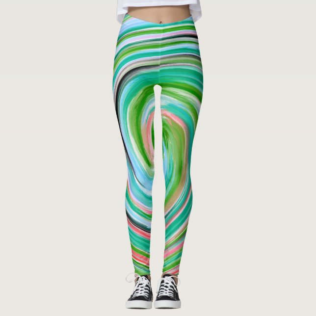 Abstrakt Färgfläckig fjällande Mönster #3 Leggings (Framsida)
