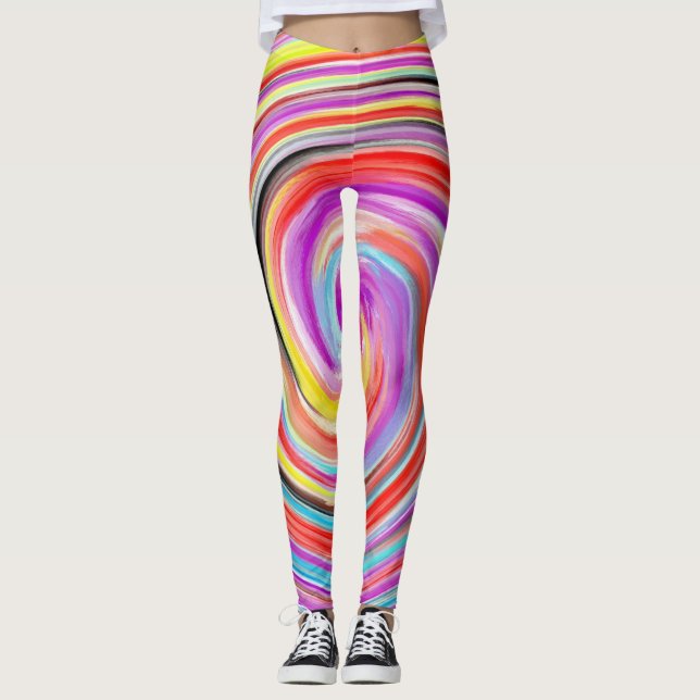 Abstrakt Färgfläckig fjällande Mönster #4 Leggings (Framsida)