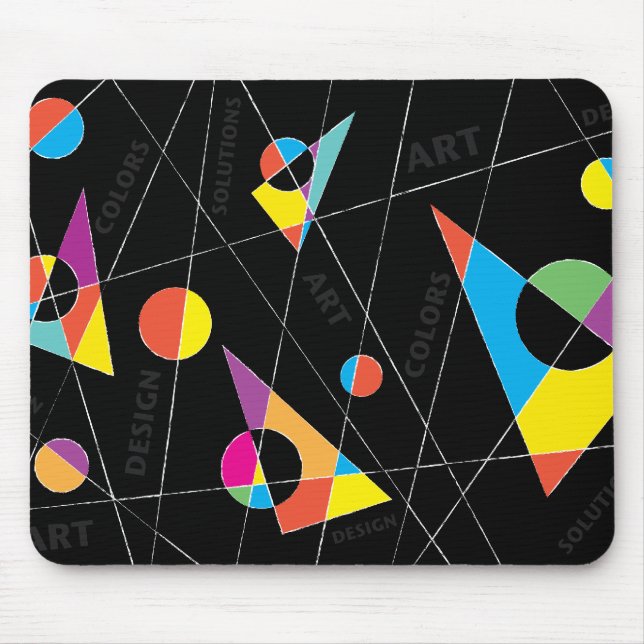 Abstrakt Färgformer på svart bakgrund Musmatta (Framsidan)