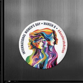 Abstrakt Färgfull Ansikte Kvinnodag | IWD Magnet