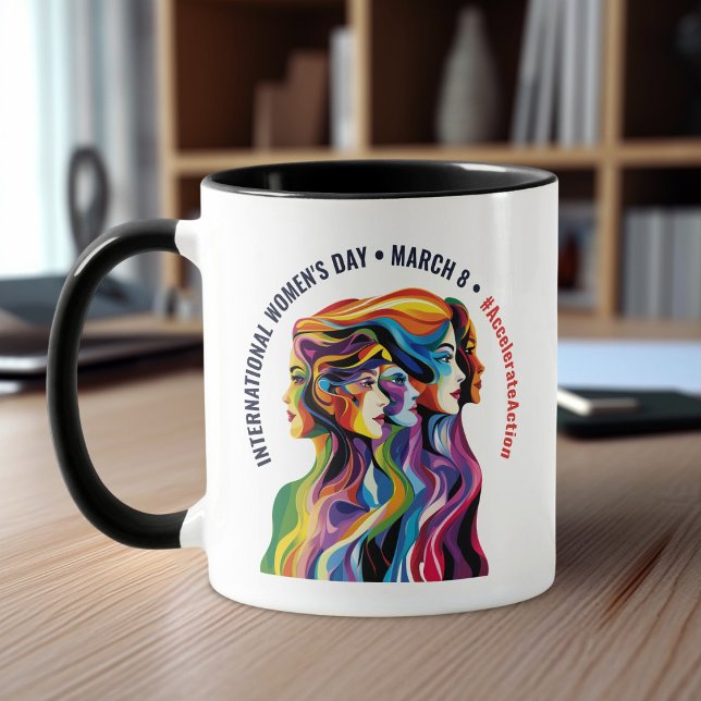Abstrakt Färgfull Ansikte Kvinnodag | IWD Mugg (Abstract Colorful Faces Women's Day | IWD Mug)