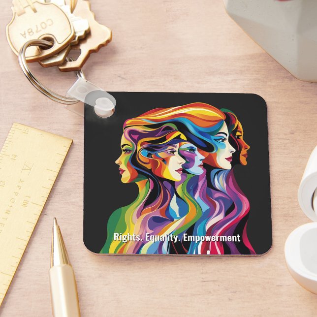 Abstrakt Färgfull Ansikte Kvinnodag | IWD Nyckelring (Abstract Colorful Faces Women's Day | IWD Keychain)