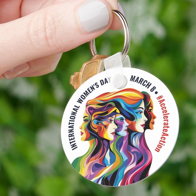 Abstrakt Färgfull Ansikte Kvinnodag | IWD Nyckelring (Abstract Colorful Faces Women's Day | IWD Keychain)