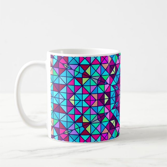 Abstrakt Färgfull digital dekorativ blomma. Geome Kaffemugg (Vänster)
