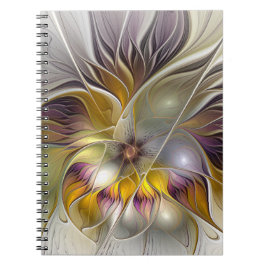 Abstrakt Färgfull Fantasy Flower Modern Fractal Anteckningsbok