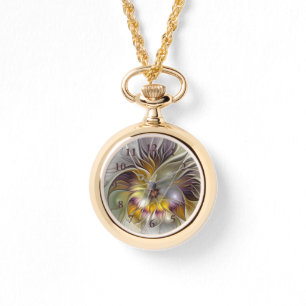 Abstrakt Färgfull Fantasy Flower Modern Fractal Armbandsur