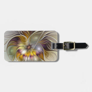 Abstrakt Färgfull Fantasy Flower Modern Fractal Bagagebricka