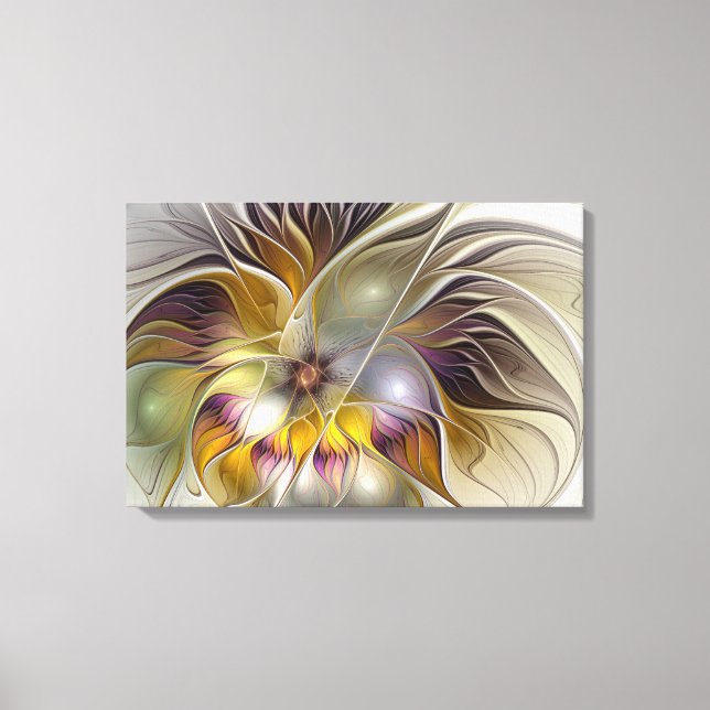 Abstrakt Färgfull Fantasy Flower Modern Fractal Canvastryck (Framsida)