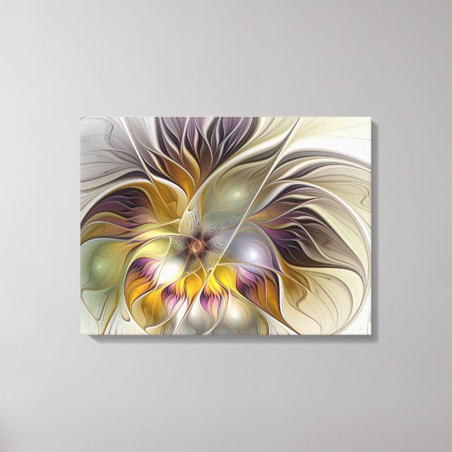 Abstrakt Färgfull Fantasy Flower Modern Fractal Canvastryck (Framsida)