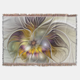 Abstrakt Färgfull Fantasy Flower Modern Fractal Filt