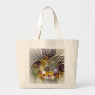 Abstrakt Färgfull Fantasy Flower Modern Fractal Jumbo Tygkasse