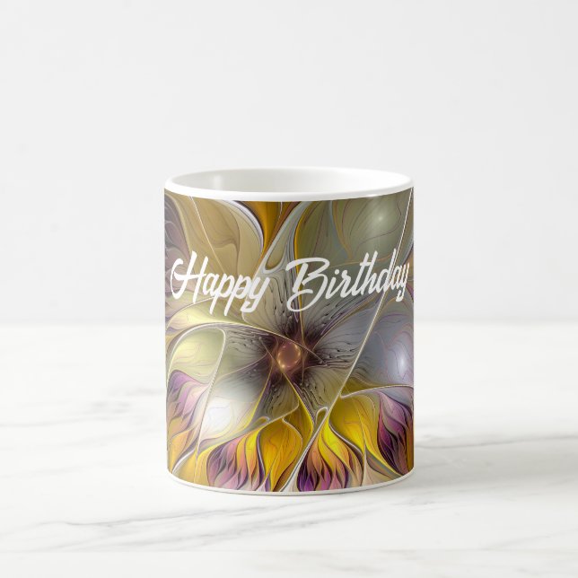 Abstrakt Färgfull Fantasy Flower Modern Fractal Kaffemugg (Center)