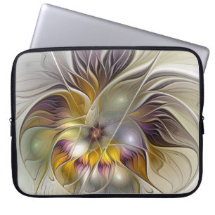 Abstrakt Färgfull Fantasy Flower Modern Fractal Laptop Fodral